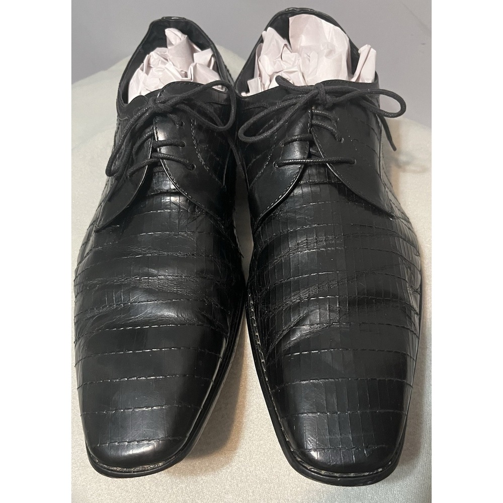 Steven Land Men's Black Dress Shoes Oxfords‎ 100% Leather Size 13 SL752 Handmade